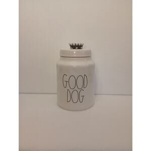 Rae Dunn Dog Treat Container "GOOD DOG" with crown lid